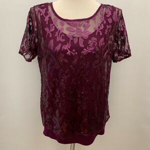 Joseph A Women's Top Small Purple Sequins NWT